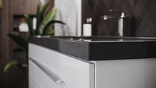 Set da bagno Damo 130 2 parti incl. granito India Black 1 foro in bianco lucido