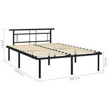 vidaXL Giroletto Nero in Metallo 160x200 cm