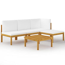 vidaXL Set Divani da Giardino 5 pz con Cuscini Crema Massello Acacia