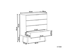 Beliani Cassettiera Nera e MDF Colore Legno Chiaro con 4 Cassetti 93 x 79 cm Walpi
