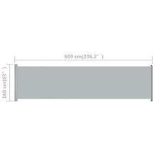 Tidyard Tenda Laterale Retrattile per Patio 600x160 cm Grigia,Resistente ai Raggi UV e all'Acqua