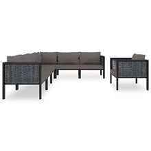 SKM Set Divani da Giardino 7 pz con Cuscini in Polyrattan Antracite (49.66kg)