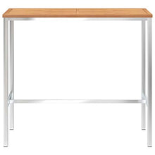 Tavolo da Bar 120x60x105 cm in Legno Teak e Acciaio Inox