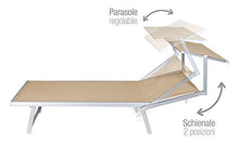 VERDELOOK Rimini, Lettino da Mare con Parasole, 186x61x38 cm, sabbia