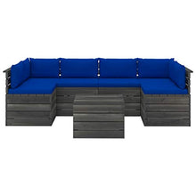 FAMIROSA Set Divani da Giardino su Pallet 7 pz con Cuscini Massello Pino-1993