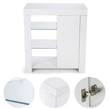 ffu Armadi Moderni con Strisce LED, Credenze, Armadietti, Telecomando (Bianco)