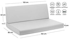 CUSCINI PER BANCALE IN LEGNO SET REFORMA LIME TESSUTO ECOPELLE IDROREPELLENTE SFODERABILE MIS.82 x 122 spessore cm.11 SCHIENALE 40 x 122 …