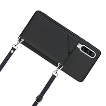 Lanyard - Custodia a portafoglio per Huawei P30, colore: Nero