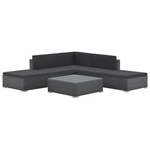 Festnight Set Divani da Giardino in Polyrattan, Set Divano Esterno con Cuscini, Set di Mobili da Giardino Nero 6 pz