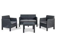 Toomax Set da Giardino Matilde 4 posti, Composto da 2 POLTRONE, 1 Sofa e 1 TAVOLINO, in Polipropilene, Art. 114, Colore Antracite - Arredi Casa