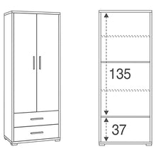 Sarmog - Mobile 2ANTE 2CAS H185 Kit Armadio L71 P41 cm Struttura Cemento Frontale Cemento