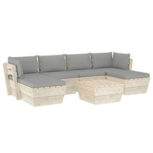 FAMIROSA Set Divani da Giardino su Pallet 7 pz con Cuscini Legno Abete-3577