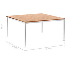 SKM Tavolo da Pranzo Giardino 150x150x75cm Acacia e Acciaio Inox