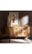 DenZZO - Cassettiera in legno naturale con 2 ante e 3 cassetti, colore: Agnes