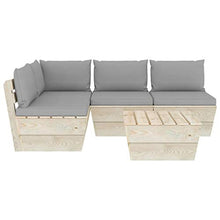 FAMIROSA Set Divani da Giardino su Pallet 5 pz con Cuscini Legno Abete-3481