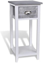 EBTOOLS - Comodino con 1 cassetti e ripiani, grigio + bianco, 30 x 30 x 63 cm