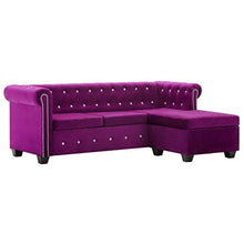 vidaXL Divano Chesterfield a L in Velluto Viola Sdraio Sofa Arreddo Salotto
