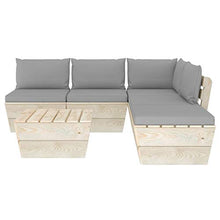 FAMIROSA Set Divani da Giardino su Pallet 6 pz con Cuscini Legno Abete-3541