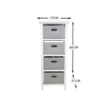 KB8 Cassettiera con 4 cassetti Bianco e Grigio 27x89x37 cm