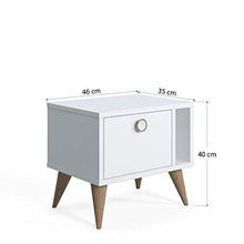Dmora Comodino con un'anta, cm 46 x 35 x 40, Colore Bianco