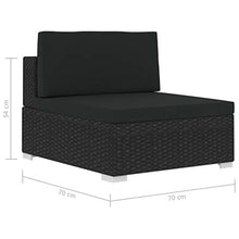 Festnight Set Divani da Giardino in Polyrattan, Set Divani da Esterno con Cuscini, Set di Mobili da Giardino Nero 4 pz