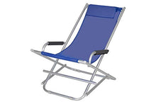 Sedia a sdraio dondolino pieghevole spiaggina cuscino braccioli prendisole blu