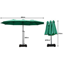 Ombrellone da Giardino, Ombrelloni da Terrazzo, Ombrellone Giardino Parasole 4.6m, Tende e Tettucci Parasole da Balcone e 12 Nervature Pesanti per Spiaggia, Giardino, Balcone (Verde)