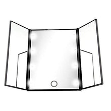 UYZ Specchio per Il Trucco a LED Piccolo Desktop con Touch Screen Pieghevole Portatile Leggero HD Fill Light Specchio per Il Trucco a Tre specchi