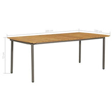 Festnight Tavolo da Giardino 200x100x72cm in Massello di Acacia e Acciaio