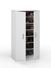 Bridge Armadio Multiuso, Armadio in Legno 7 Ripiani, Armadio 2 Ante, 108 x 55 x 36 cm, Bianco