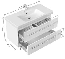emotion Lavabo con mobiletto, Legno, Bianco Lucido, 100, 2 unità