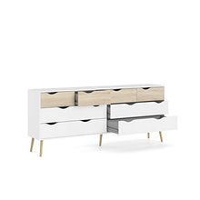 Dmora Cassettiera Doppia a 8 cassetti, Colore Bianco e Rovere, cm 195 x 81 x 39
