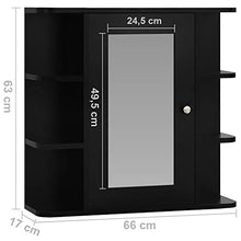 vidaXL Armadietto a Specchio Nero 66x17x63 cm in MDF