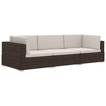 FAMIROSA Set Divani da Giardino 3 pz con Cuscini in Polyrattan Marrone-7265