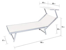 VERDELOOK Rimini, Lettino da Mare con Parasole, 186x61x38 cm, Bianco