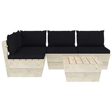 FAMIROSA Set Divani da Giardino su Pallet 5 pz con Cuscini Legno Abete-3487
