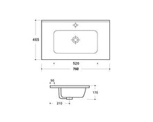 COMPOSIZIONE BAGNO Linea Elegance da 75CM Mobile Sospeso + Lavabo + Specchio + Lampada Led (Bianco Lacquered)