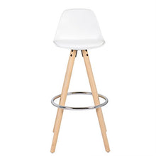 WOLTU BH45ws-2 Sgabelli da Bar Sedia Cucina in Ecopelle Gambe Legno Schienale di Plastica, Bianco 2 Pezzi