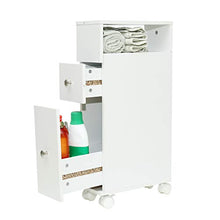 Wonderhome Carrellino per Il Bagno，Mobile Multiuso ，Carrellino Salvaspazio,Ci Sono Due Piccoli Cassetti，15 x 33 x 65 cm