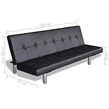 AYNEFY- Divano Angolare Moderno a 3 Posti Nero, Divano Letto con Due Cuscini Struttura in Legno Similpelle Regolabile Nero - Arredi Casa