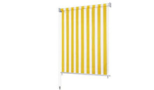 Zerone - Tenda a rullo per esterni, per balconi, giardini, cortili, giallo/bianco, 100 x 140 cm