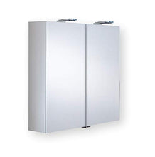 Generisch Neptun Como - Armadietto a specchio in alluminio con specchio posteriore, 800 x 700 x 155 mm