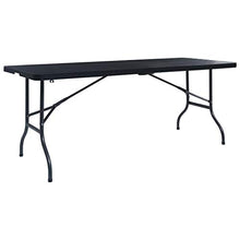 SKM Tavolo da Giardino Pieghevole Nero 180x75x72 cm in Rattan HDPE