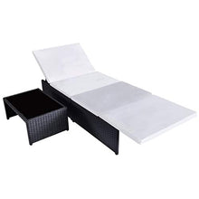 vidaXL Lettini Prendisole da Giardino a 2 Posti 5 pz Poli Rattan Nero Sdraio