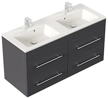 Set mobili bagno Helios antracite satinato incl. specchio LED con funzione touch