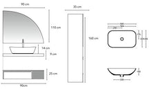 Set Mobile Lavabo Specchio LED Arredo Bagno Moderno Componibile Miami90 CERAMICHEMIRANDA-Bronzo