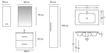 Set Mobile Lavabo Specchio LED Arredo Bagno Moderno Londra60 CERAMICHEMIRANDA-Olmo Grigio
