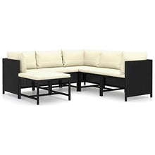 FAMIROSA Set Divani da Giardino 6 pz con Cuscini in Polyrattan Nero-9787