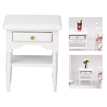 Mini comodino, 1:12 Mini manufatti per l'arredamento camera da letto bianca Comodino in legno modello