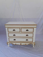 Rokoko - Cassettiera in stile antico Louises, colore: Bianco con oro larghezza 100 cm